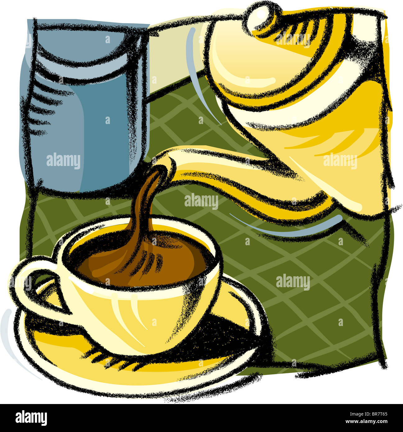 Kaffee in eine Tasse Gießen Stockfoto