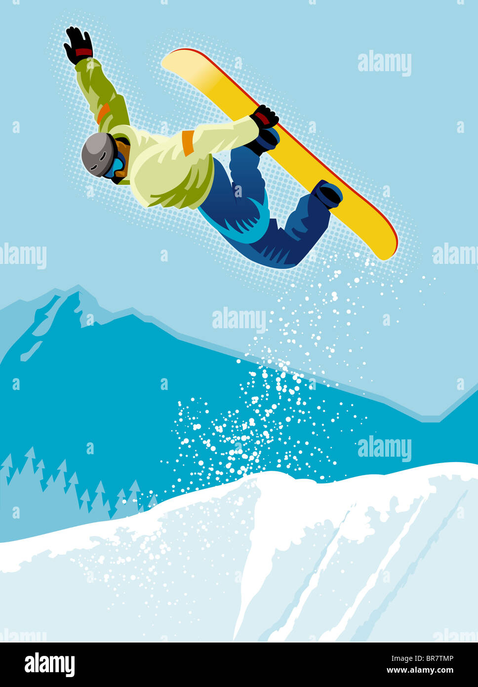Ein Mann, ein Snowboard Trick Angeberei Stockfoto
