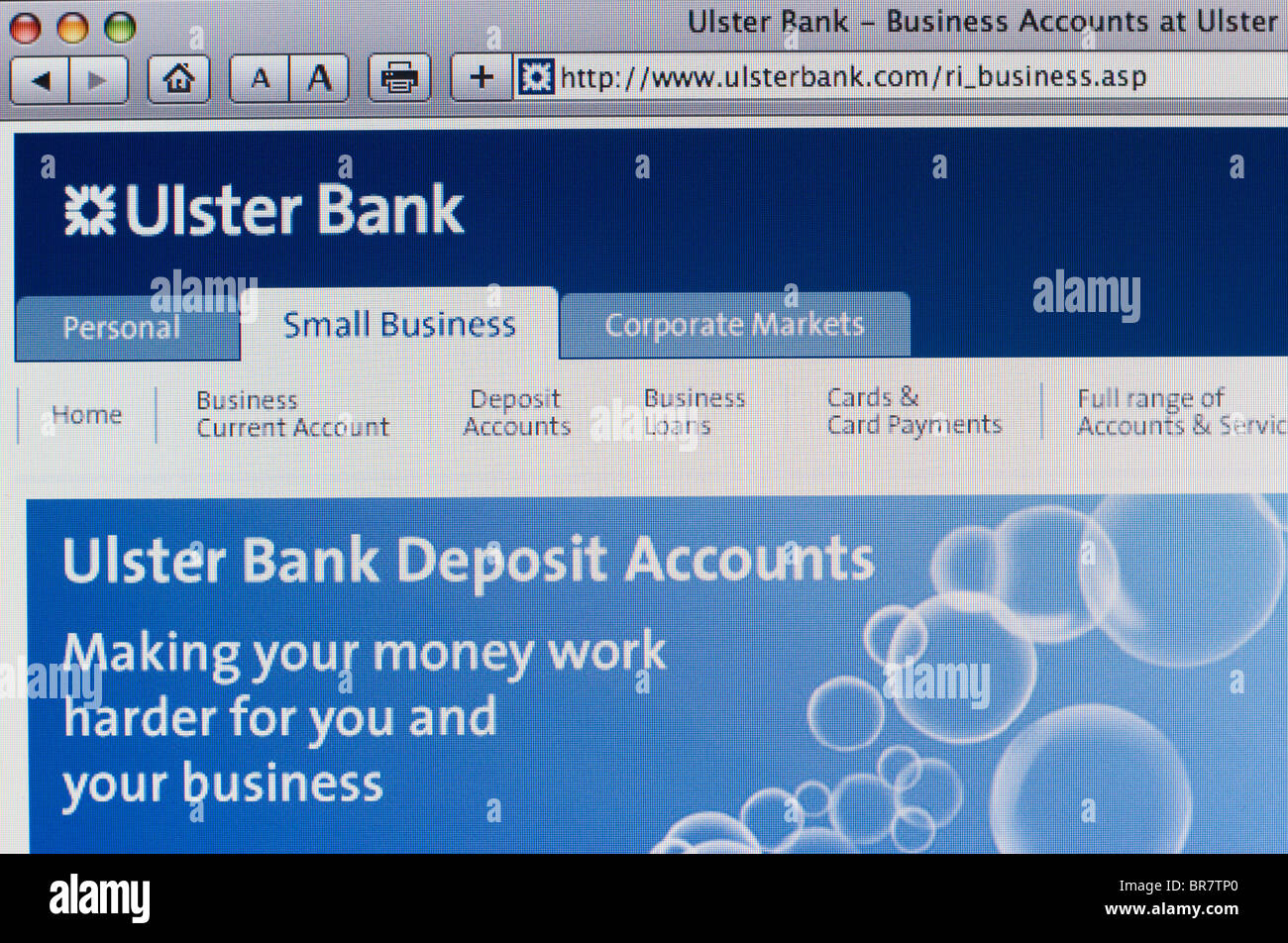 Ulster Bank Website screenshot Stockfoto