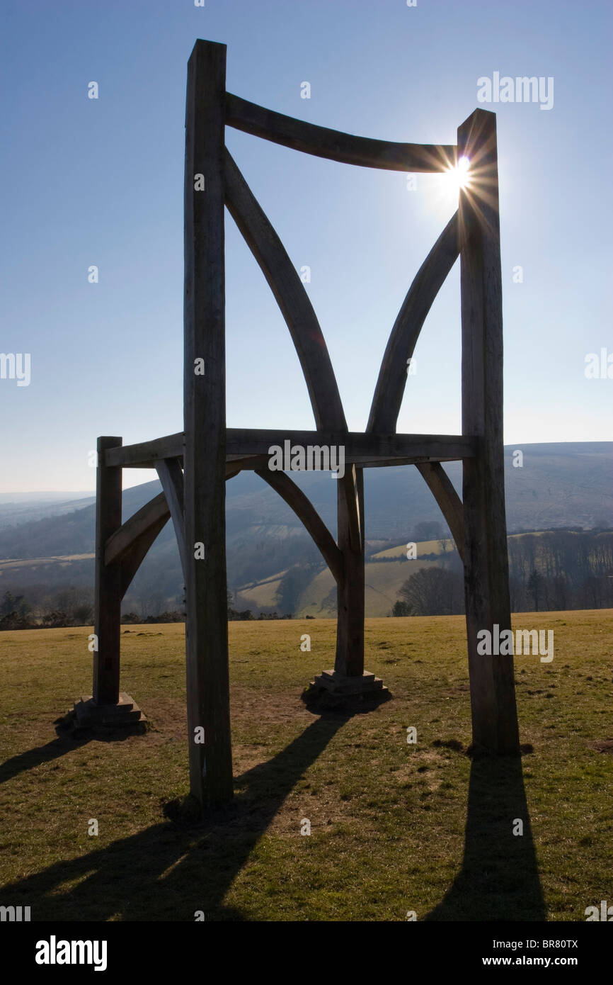 Die Riesen Stuhl, Natsworthy, Dartmoor.  Skulptur von Künstler Henry Bruce die Baugenehmigung verweigert und abgebaut wurde. Stockfoto