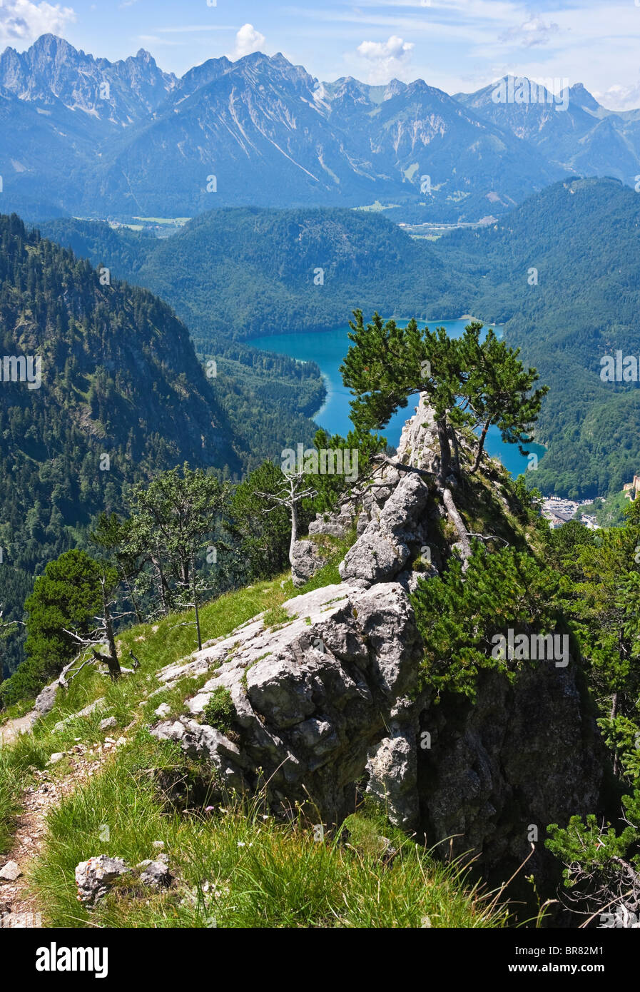 Blick auf die bayerischen Alpen (Deutschland) im Sommer Stockfoto