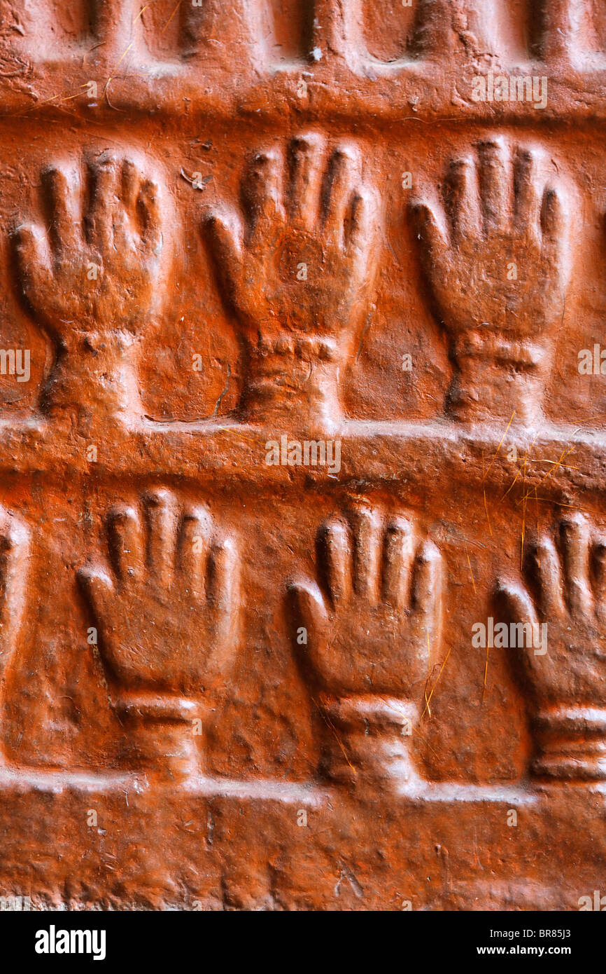 Sati Handabdrücke auf Meherangarh Fort, Jodhpur, Rajasthan, Indien Stockfoto