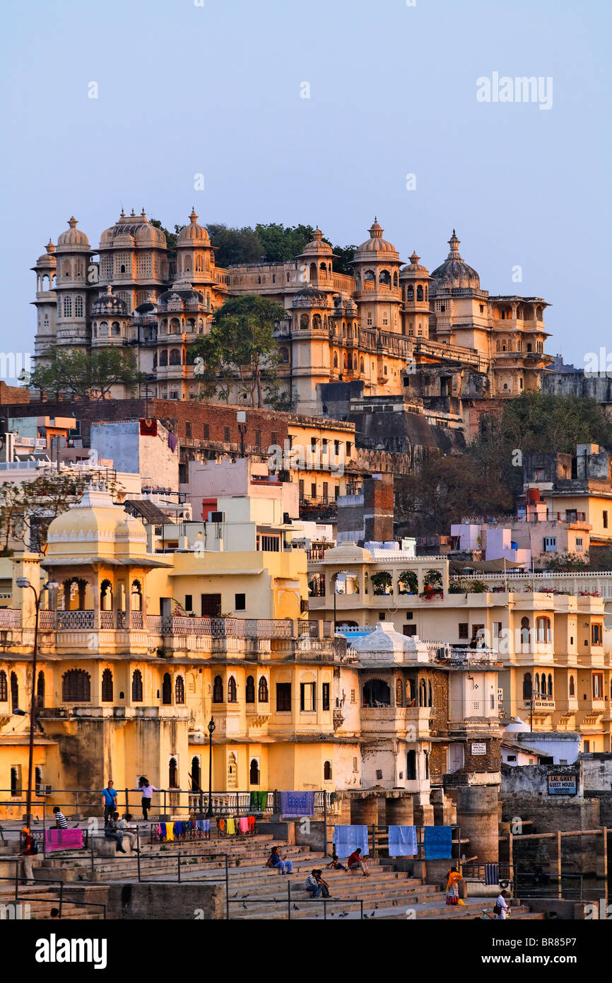 Das Stadtschloss, Udaipur, Rajasthan, Indien Stockfoto