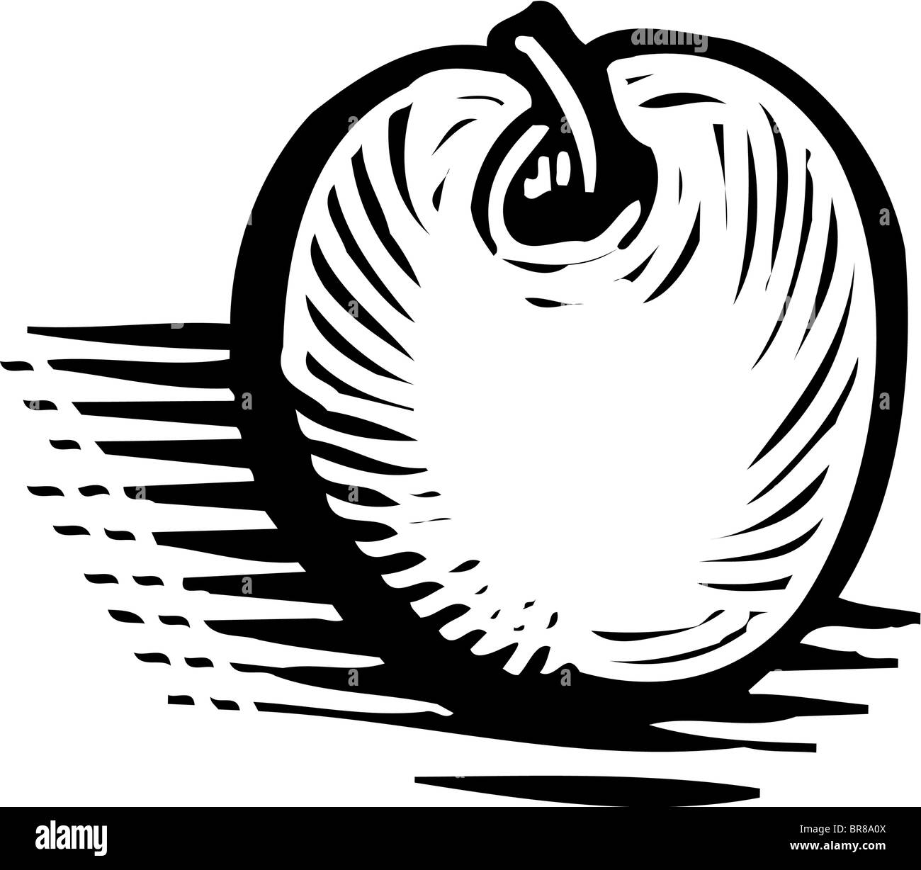 Eine bildliche Darstellung eines Apfels in schwarz / weiß Stockfoto
