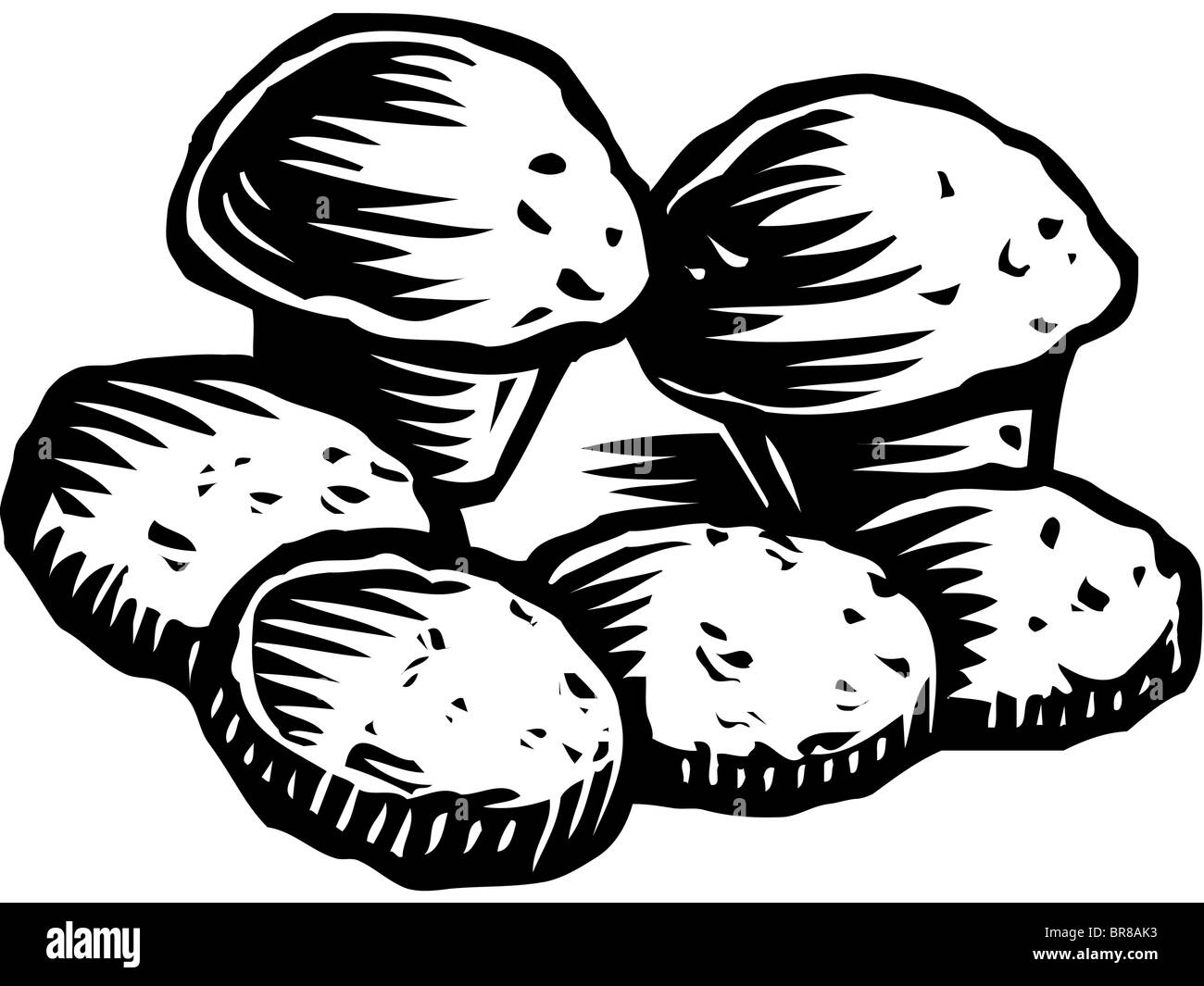 Muffins und Cookies, schwarz / weiß Stockfoto