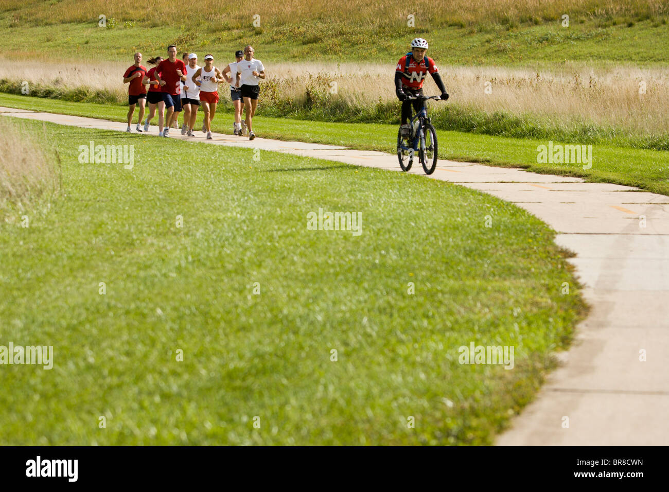 Gruppe der Läufer einen Marathon in Lincoln, Nebraska. Stockfoto