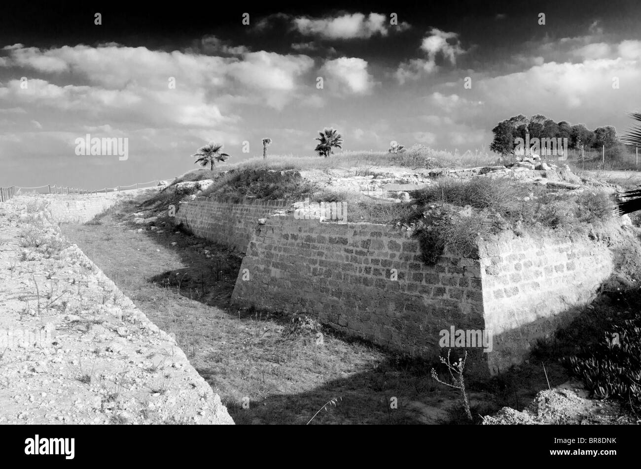 Der Wassergraben auf Apollonia Israel Stockfoto