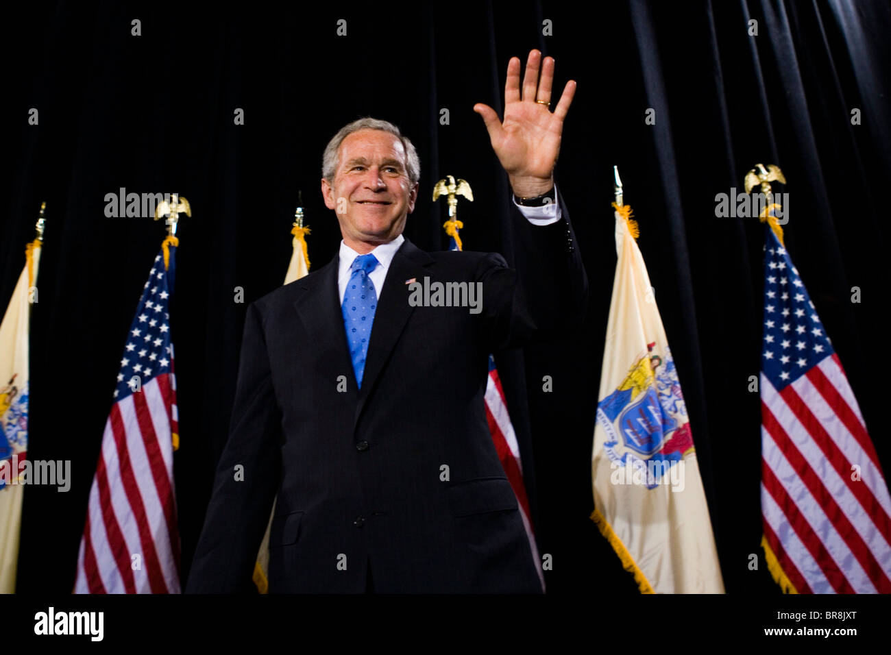 Präsident Bush besucht eine republikanische New Jersey Spendenaktion Stockfoto