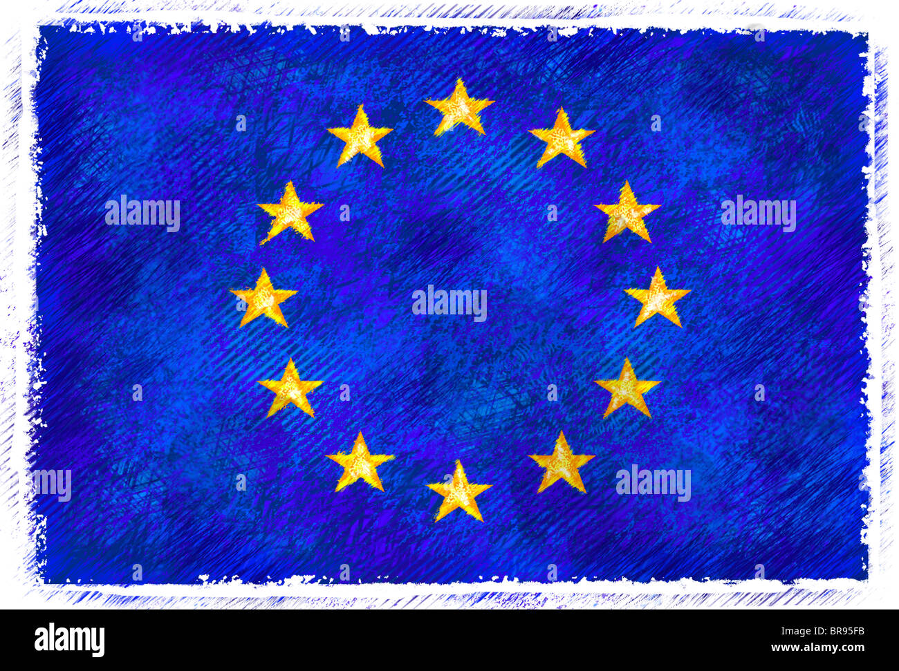 Zeichnung der Flagge der Europäischen Union Stockfoto