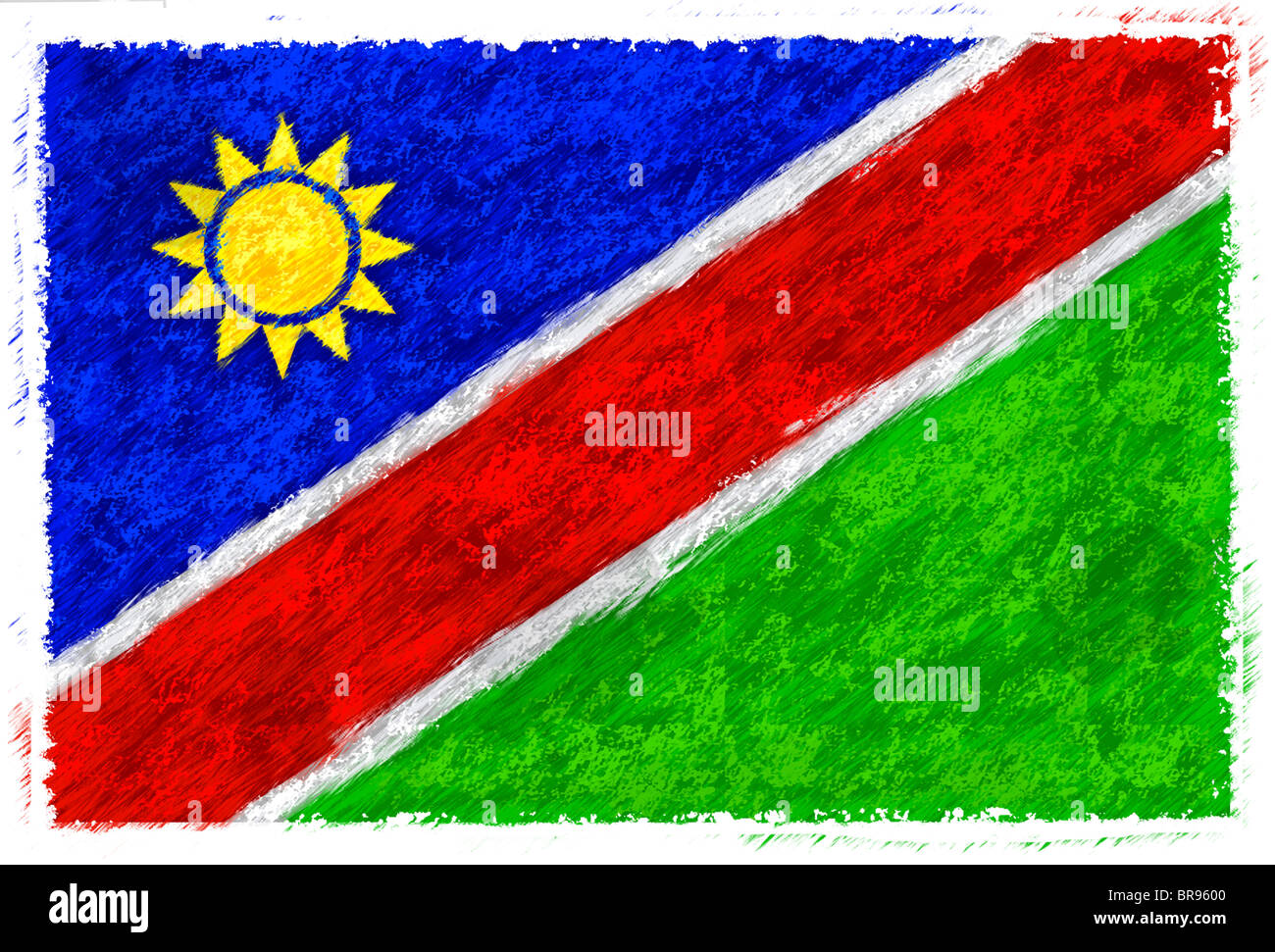 Zeichnung der Flagge von Namibia Stockfoto