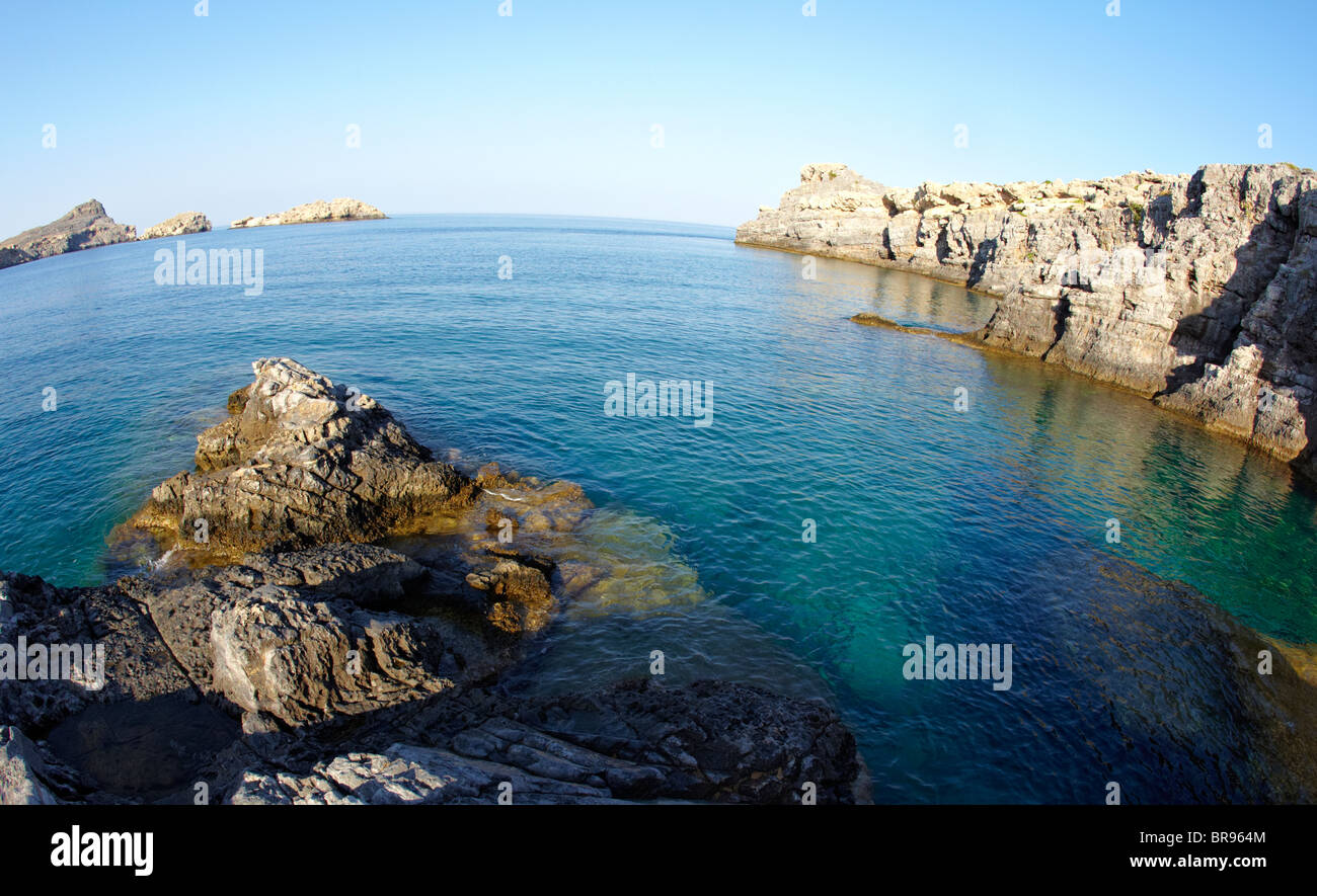 Ägäische Meer Lindos Rhodos griechische Inseln Griechenland Hellas Stockfoto