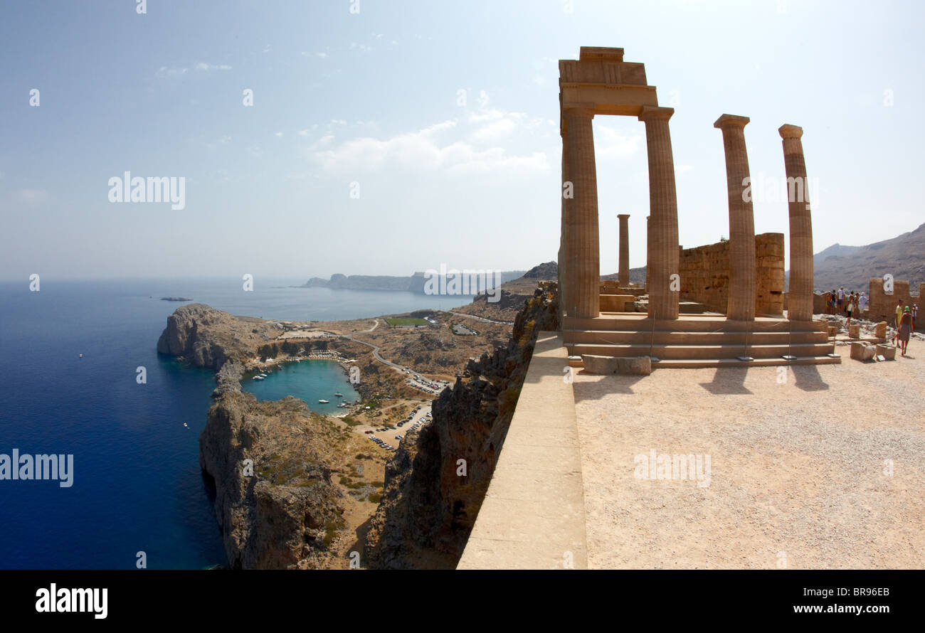 Athena-Tempel der Akropolis Lindos Rhodos griechische Inseln Hellas Stockfoto