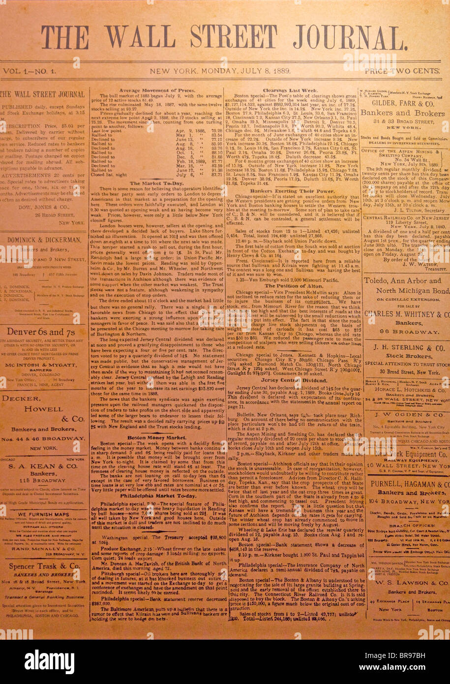 Wall Street Journal Museum der American Finance Stockfoto