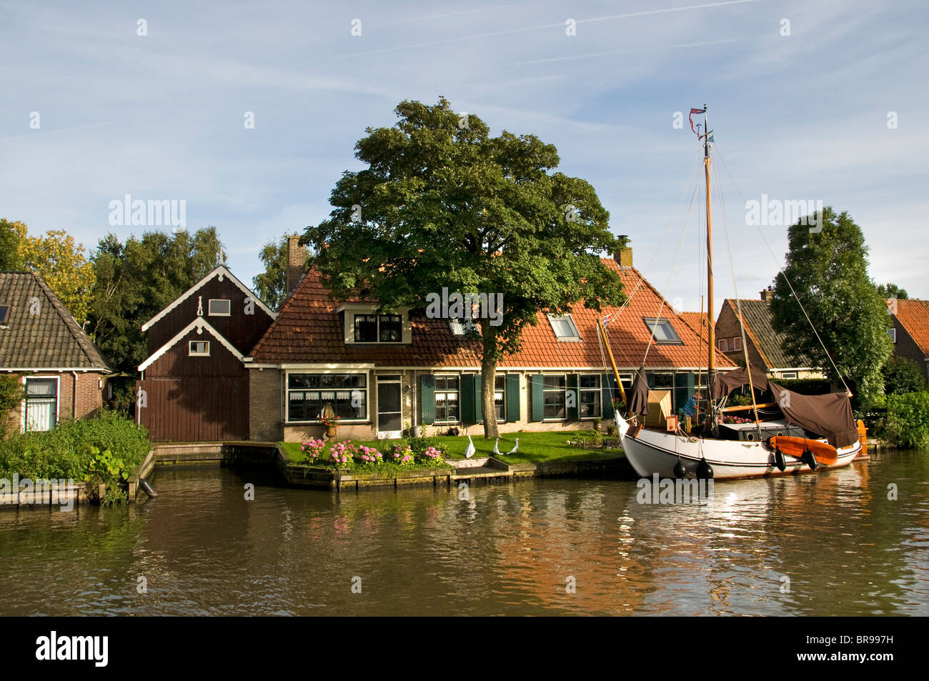 Friesland Holland Parrega alte Boot Bauern Stockfoto