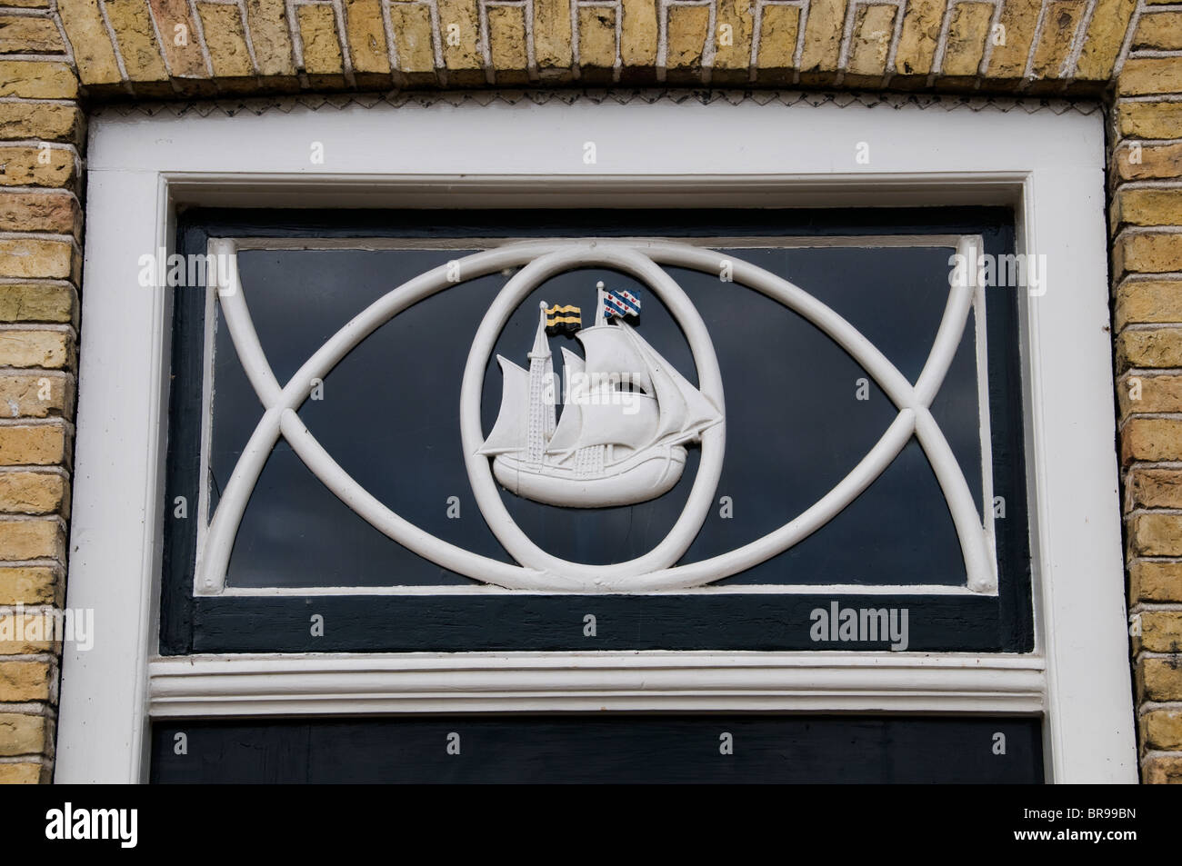 Vollenhove Overijssel Haus Tür Schiff Niederlande Stockfoto