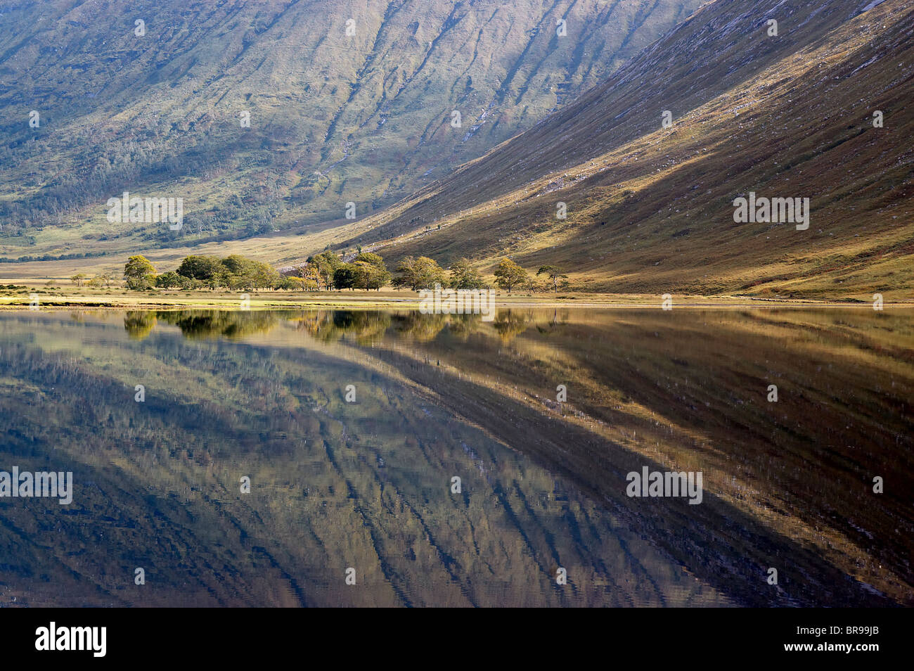 Berge spiegeln sich im Loch Etive Stockfoto