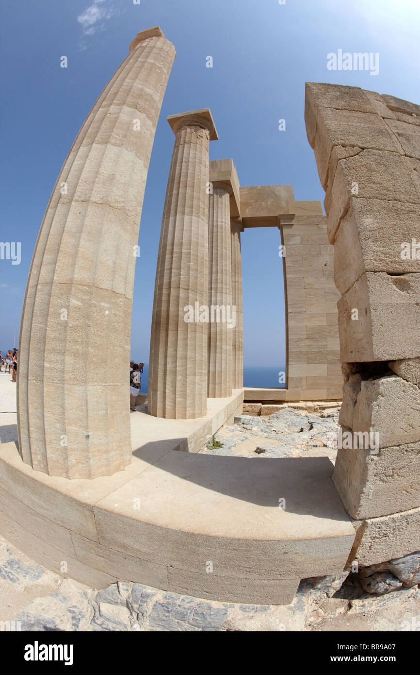 Athena-Tempel der Akropolis Lindos Rhodos griechische Inseln Hellas Stockfoto