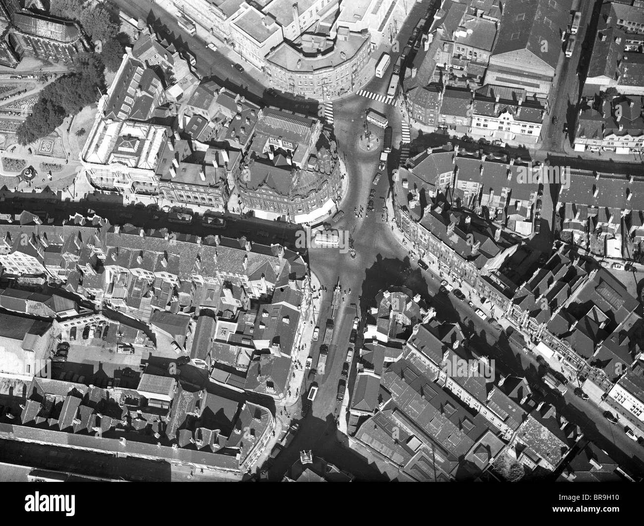 Luftaufnahme von Lichfield Street Wolverhampton Ortsbild des Britains ersten Ampel in den 1950er Jahren Stockfoto