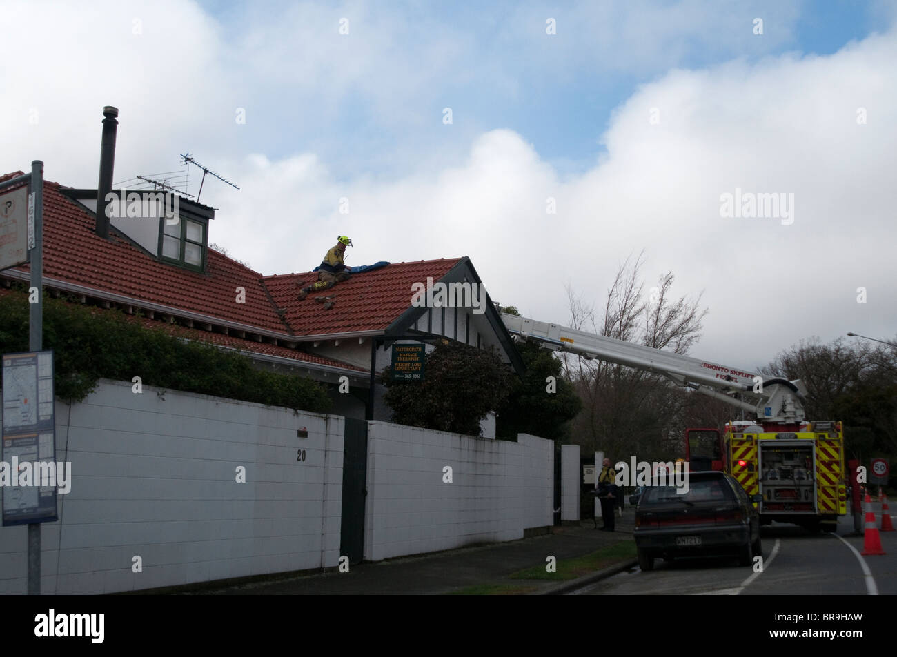 Christchurch Neuseeland Erdbeben Schäden. Ein leistungsfähiges Erdbeben Christchurch am Freitag 03.09.10 Stockfoto