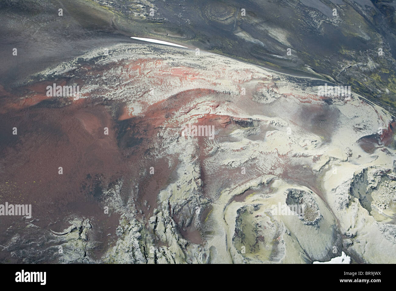 Island, rote Lava nördlich des Vulkans hekla Stockfoto