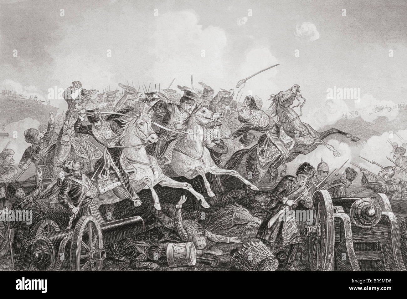 Die Schlacht von Balaklava Haro Prii, Krim, 25. Oktober 1854.  Charge of the Light Brigade. Stockfoto