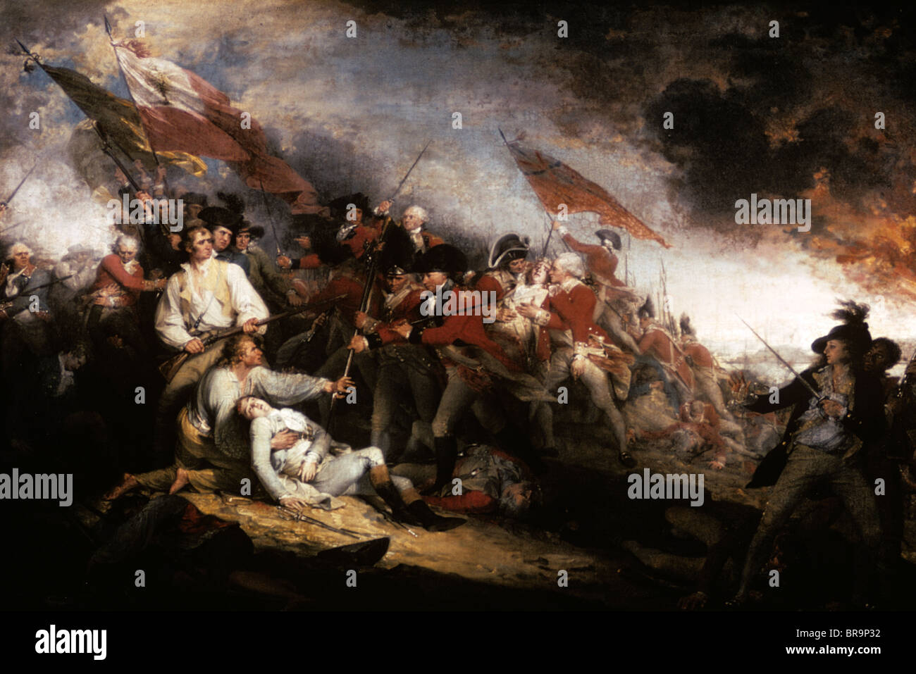 JOHN TRUMBULL ÖL GEMÄLDE VON DEM TOD VON GENERAL WARREN AT DER SCHLACHT VON BUNKER HILL Stockfoto