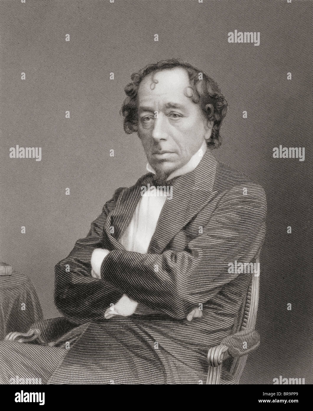 Benjamin Disraeli, 1. Earl of Beaconsfield, 1804–1881. Britischer Staatsmann der Konservativen Partei und zweimal Premierminister des Vereinigten Königreichs. Stockfoto
