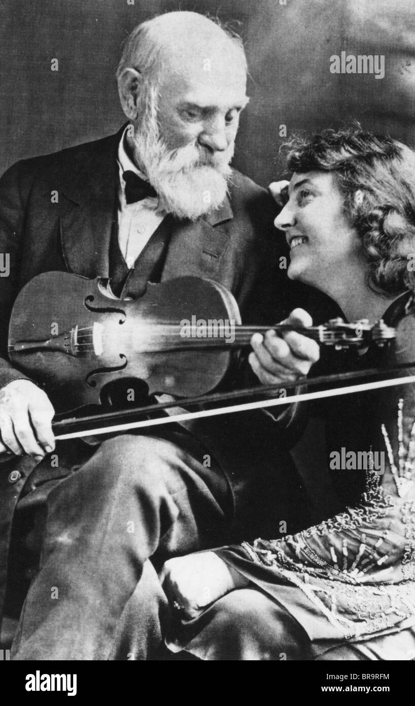 JESS DONALD "Uncle Jimmy" THOMPSON (1848-1931) US Geige Spieler mit seiner Tochter Eva, die oft ihn begleitet Stockfoto