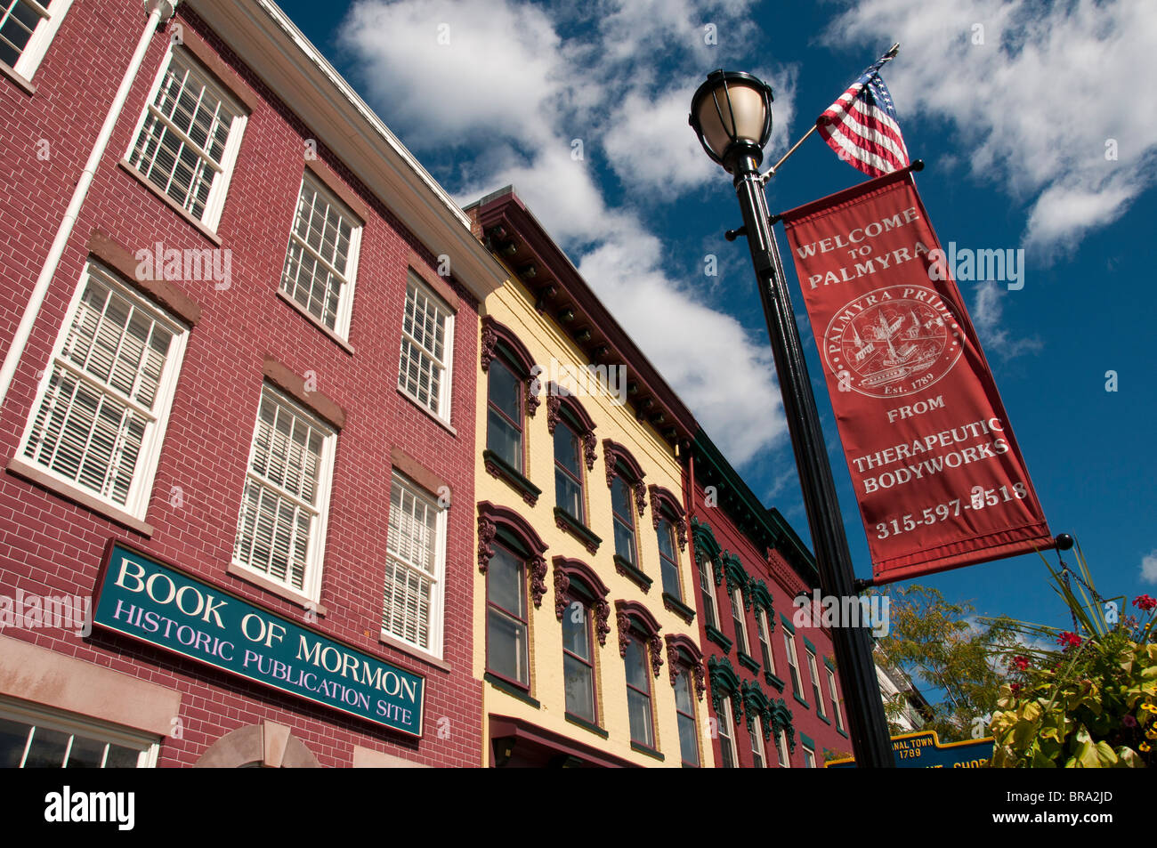 Main Street Architektur, Palmyra New York USA. Stockfoto