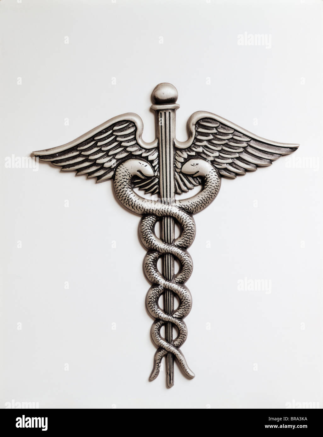 CADUCEUS AN INSIGNIA OF HERMES WINGED STAFF TWINED WITH SERPENTS NOW THE SYMBOL OF THE MEDICAL PROFESSION Stockfoto