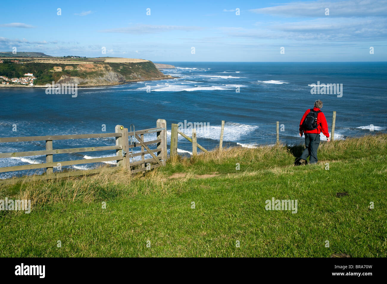 Bestandteil der Cleveland Weise Küsten Fußweg, mit Blick in Richtung Runswick Bay. Cleveland North East England. Stockfoto