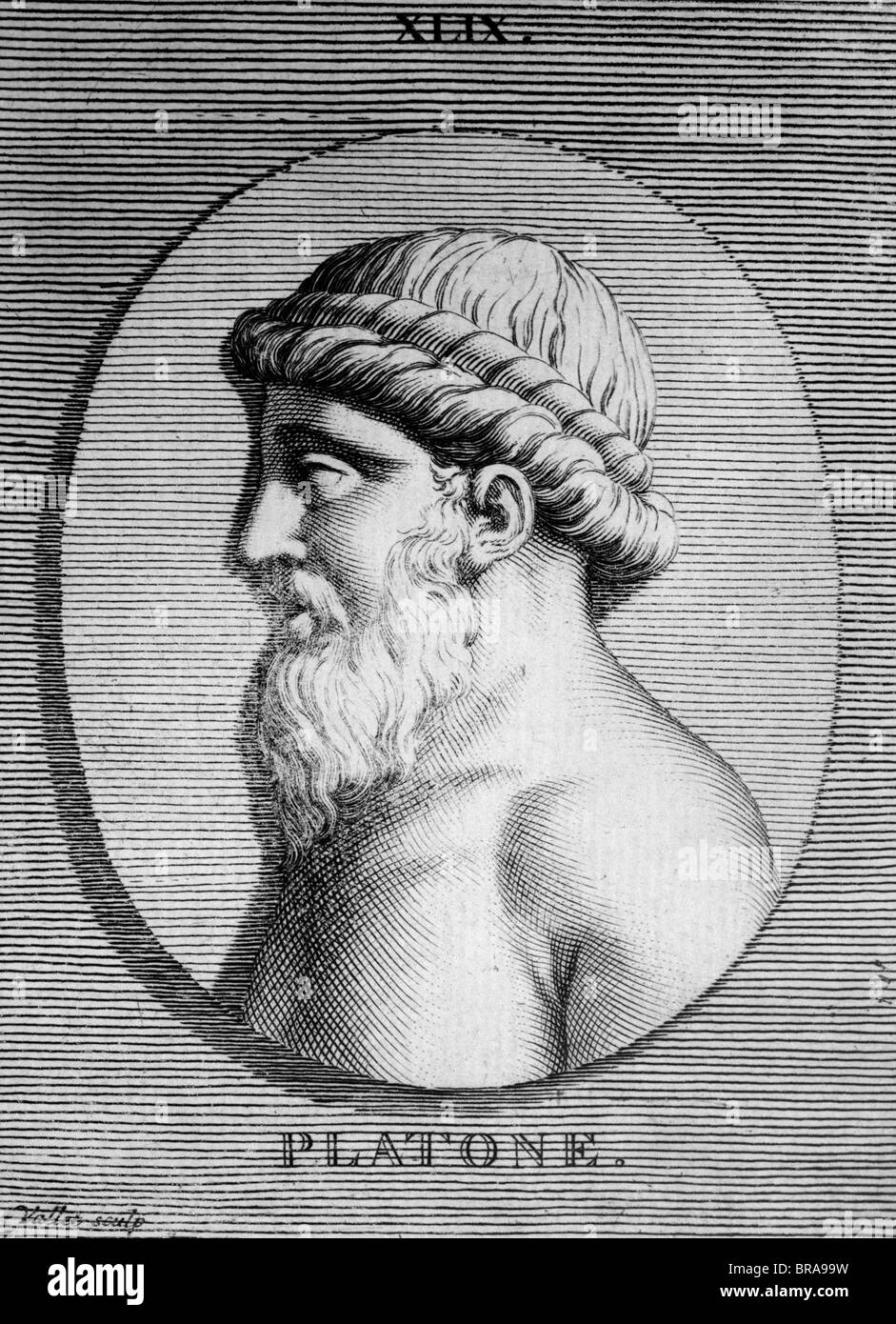 GRAVUR-BÜSTE VON PLATON GRIECHISCHE PHILOSOPH 360BC Stockfoto