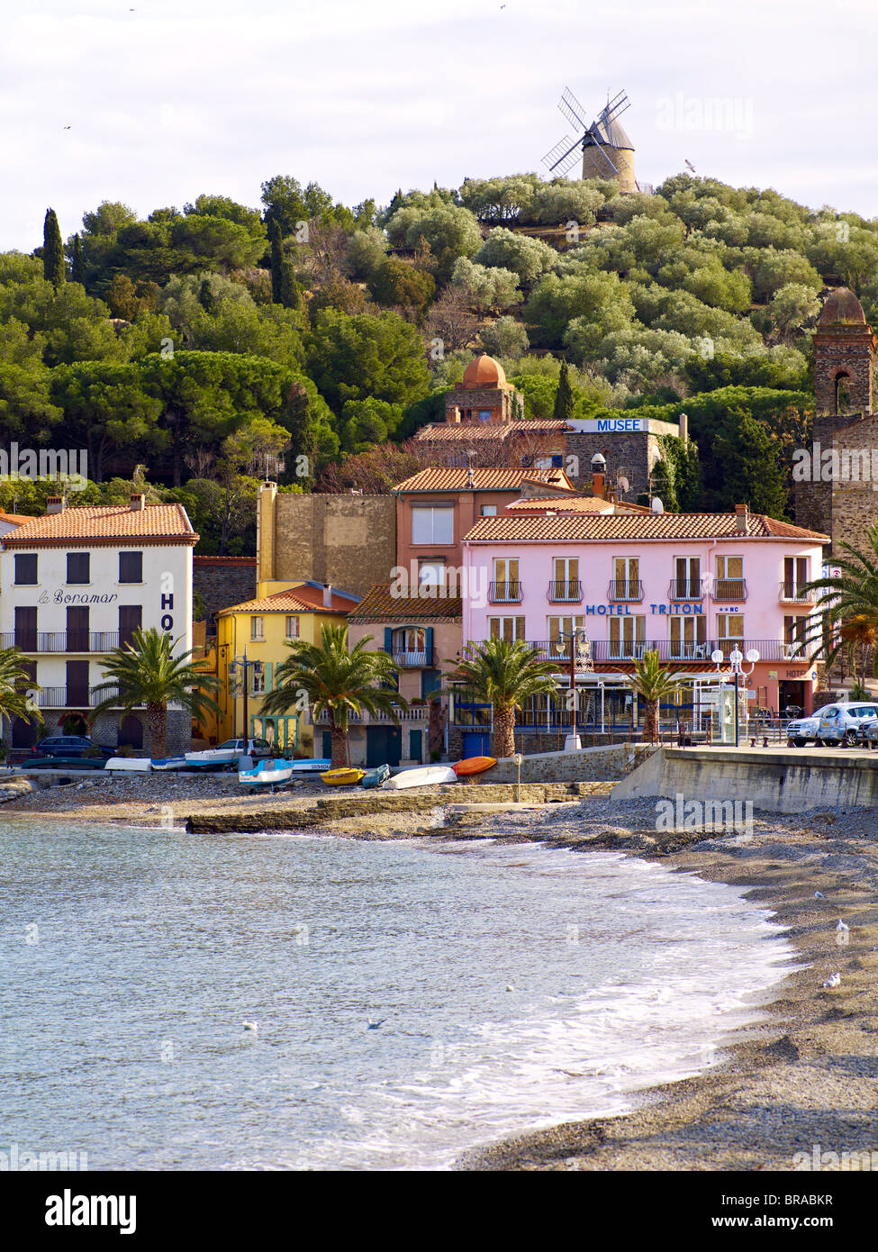 Collioure, Cote Vermeille, Languedoc Roussillon, Küste Pyrenäen-Orientales, Frankreich, Mittelmeer, Europa Stockfoto