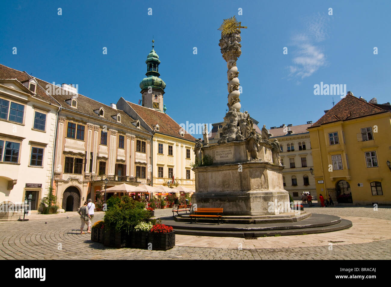 Dreifaltigkeitssäule in der Stadt Sopron, Ungarn, Europa Stockfoto