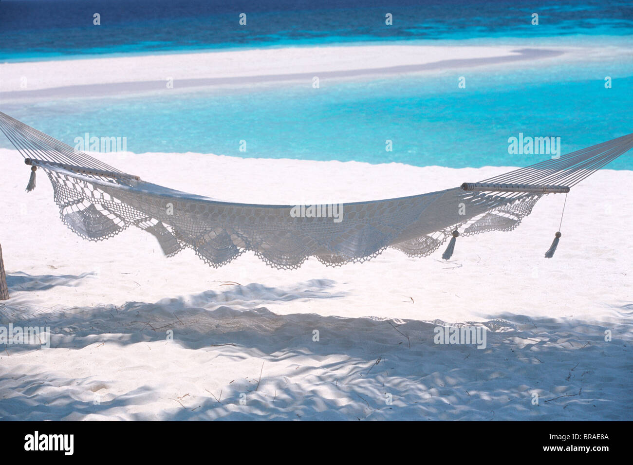 Hängematte am Strand, Malediven, Indischer Ozean, Asien Stockfoto