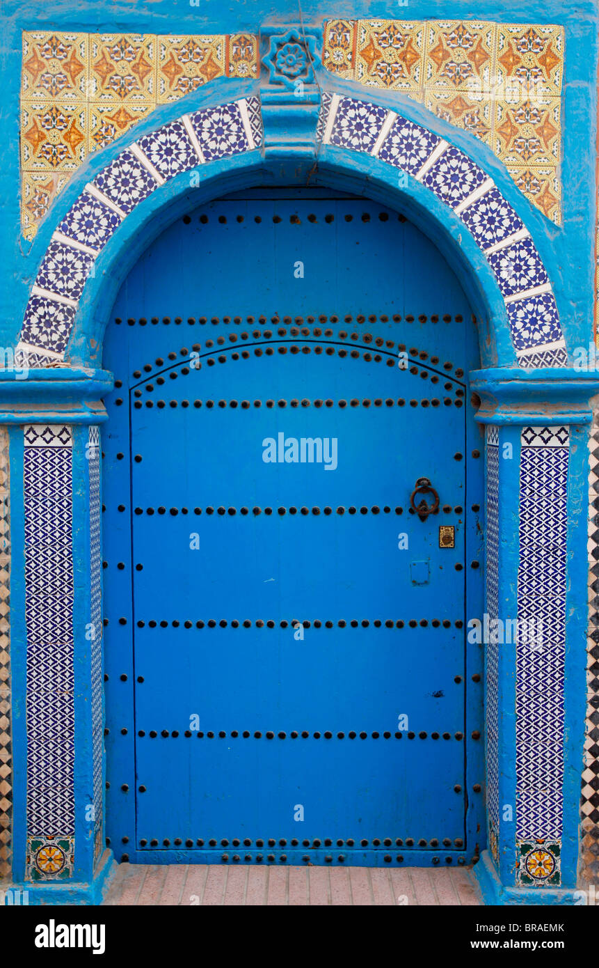 Tür, Essaouira, Marokko, Nordafrika, Afrika Stockfoto