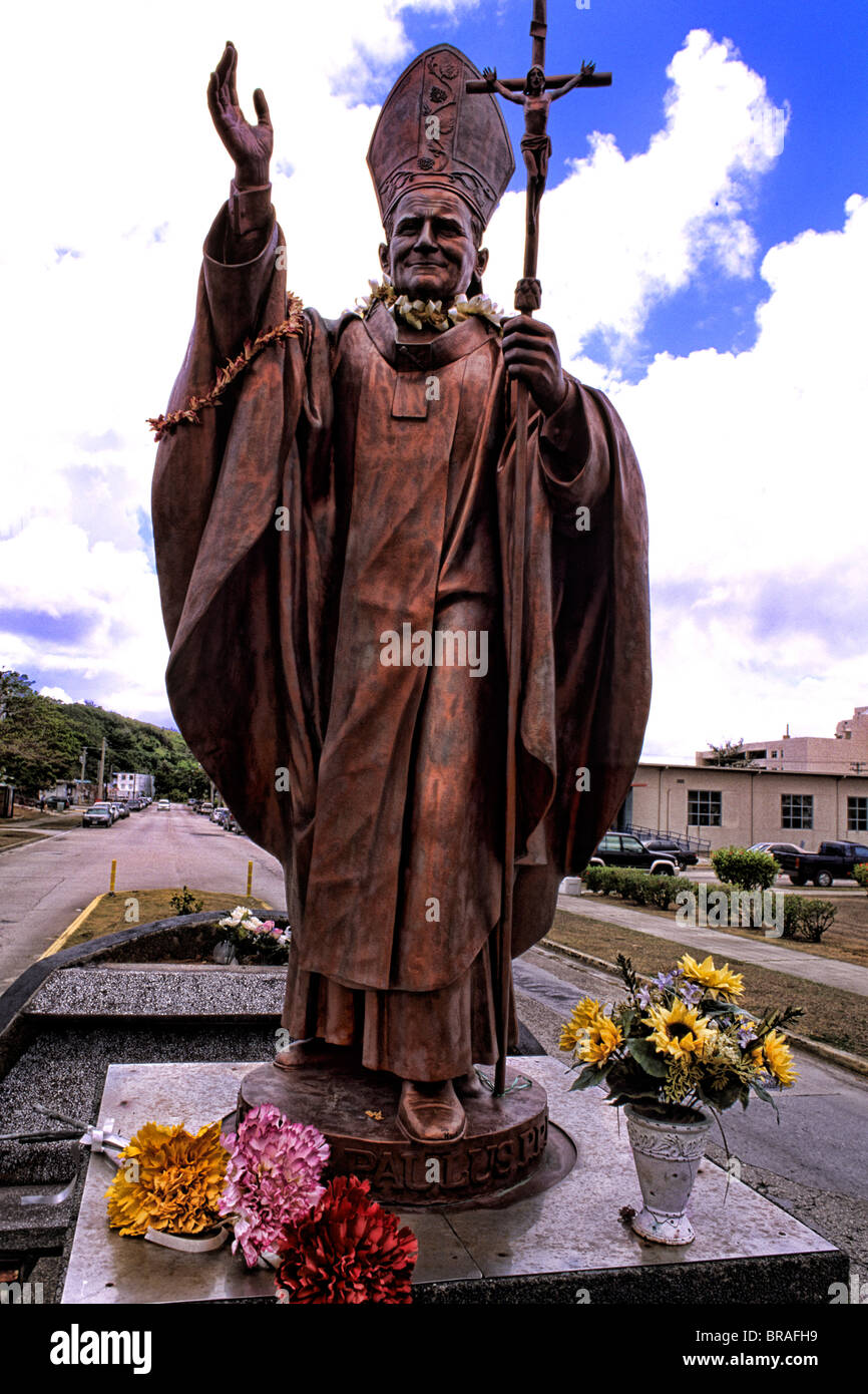 Statue, Papst John Paul als 1981 in Hagatna Stadt Guam USA besuchte gewidmet Stockfoto