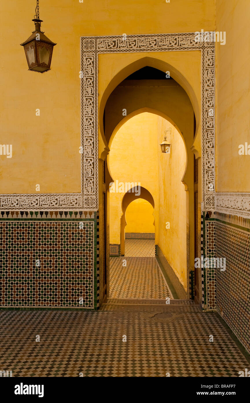 Mausoleum des Moulay Ismail, Meknès, Marokko, Nordafrika, Afrika Stockfoto