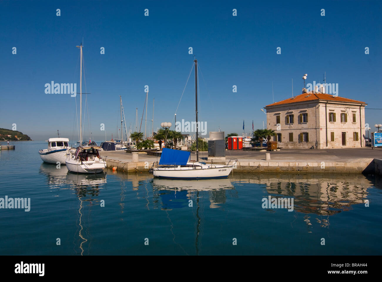 Hafen Koper mit Booten, Slowenien, Europa Stockfoto