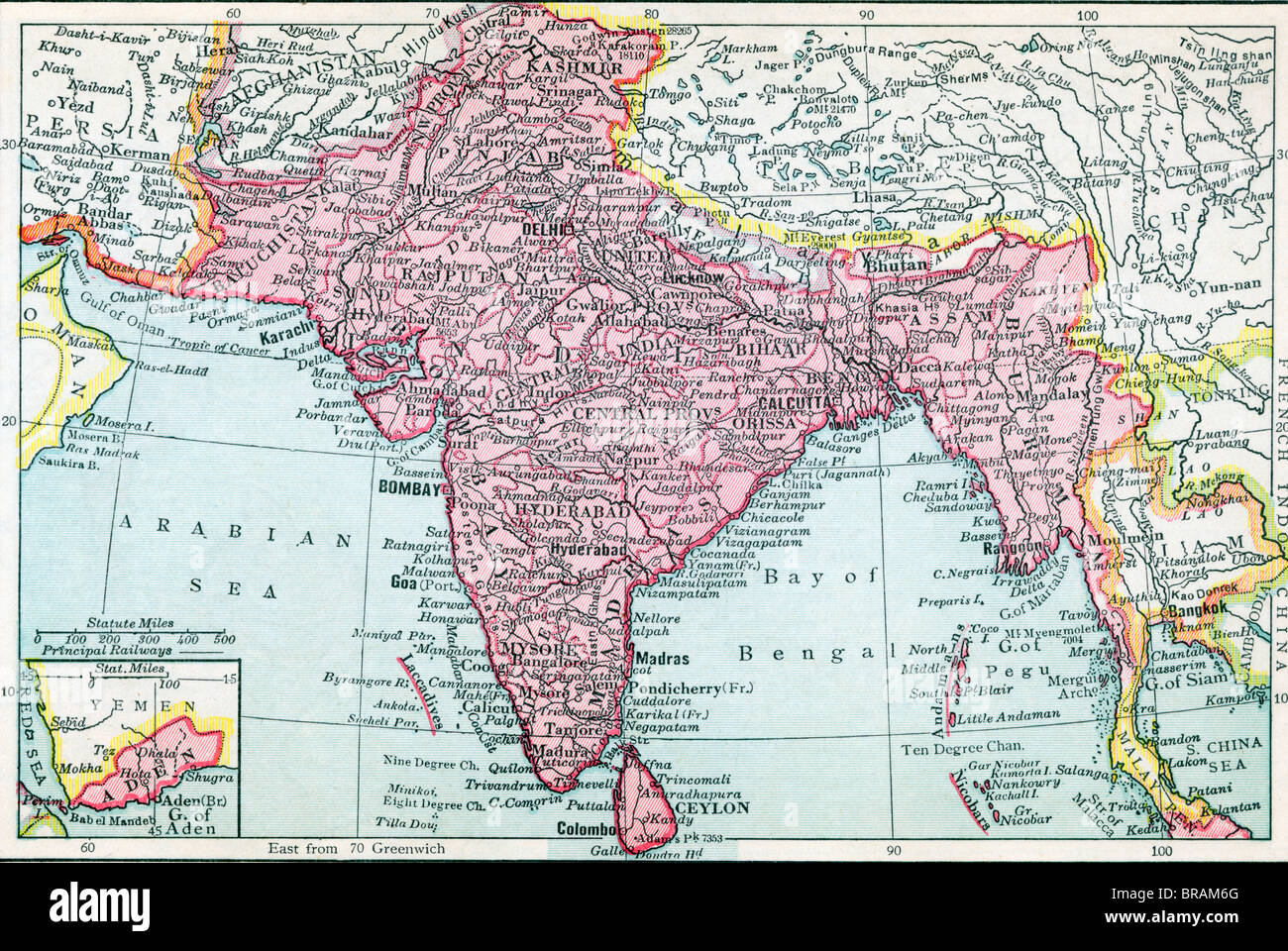 Das indische reich und Ceylon um 1930. Aden sehen. Stockfoto