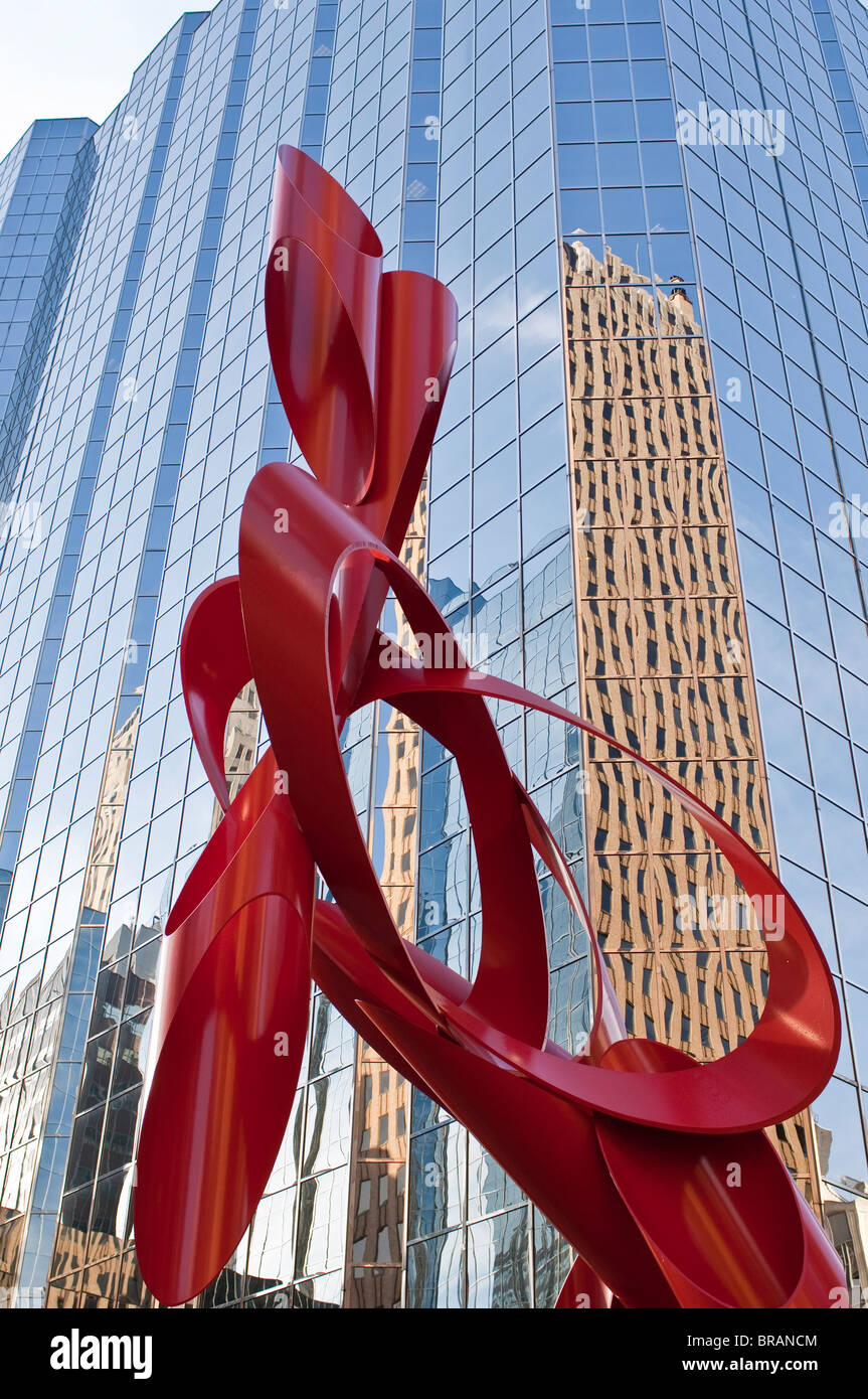 Rote Skulptur, Führung Square, Oklahoma City, Oklahoma, Vereinigte Staaten von Amerika, Nordamerika Stockfoto