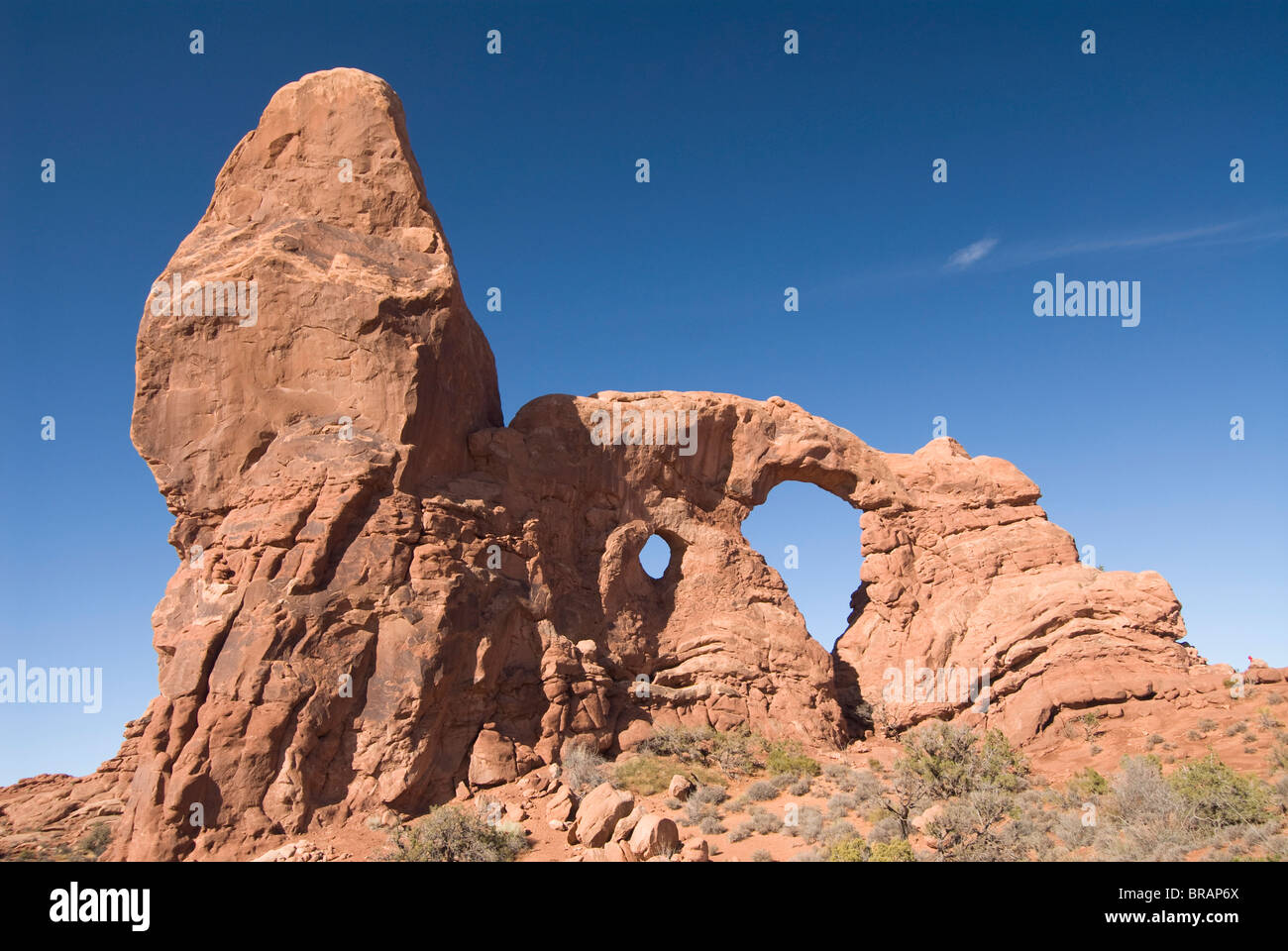 Turret Arch, Arches-Nationalpark, Utah, Vereinigte Staaten von Amerika, Nordamerika Stockfoto