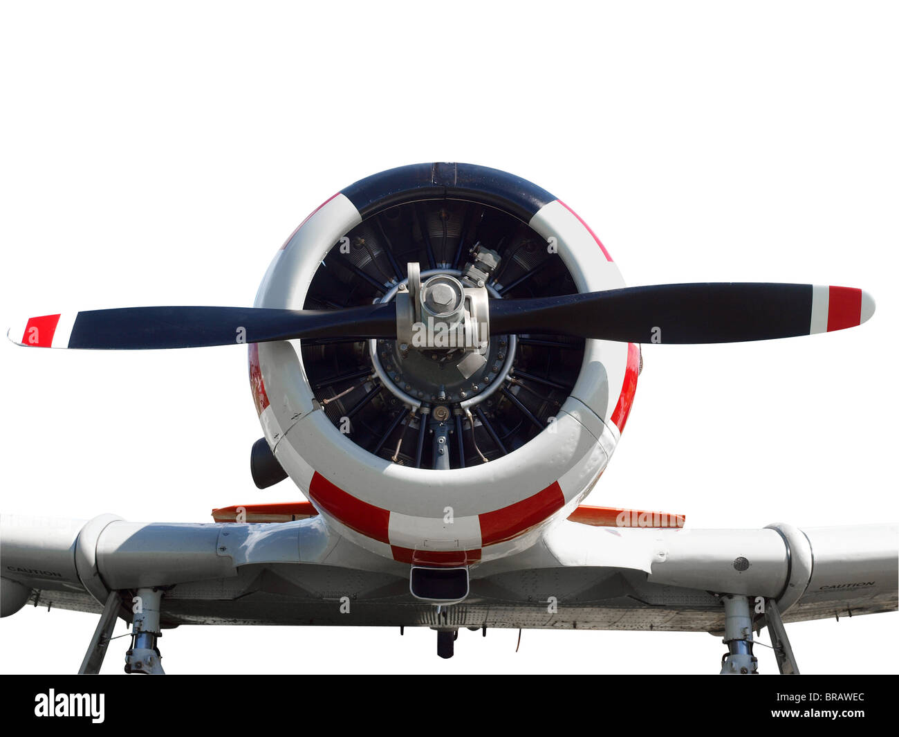 Nahaufnahme von einem Oldtimer-Flugzeuge mit Beschneidungspfad isoliert Stockfoto