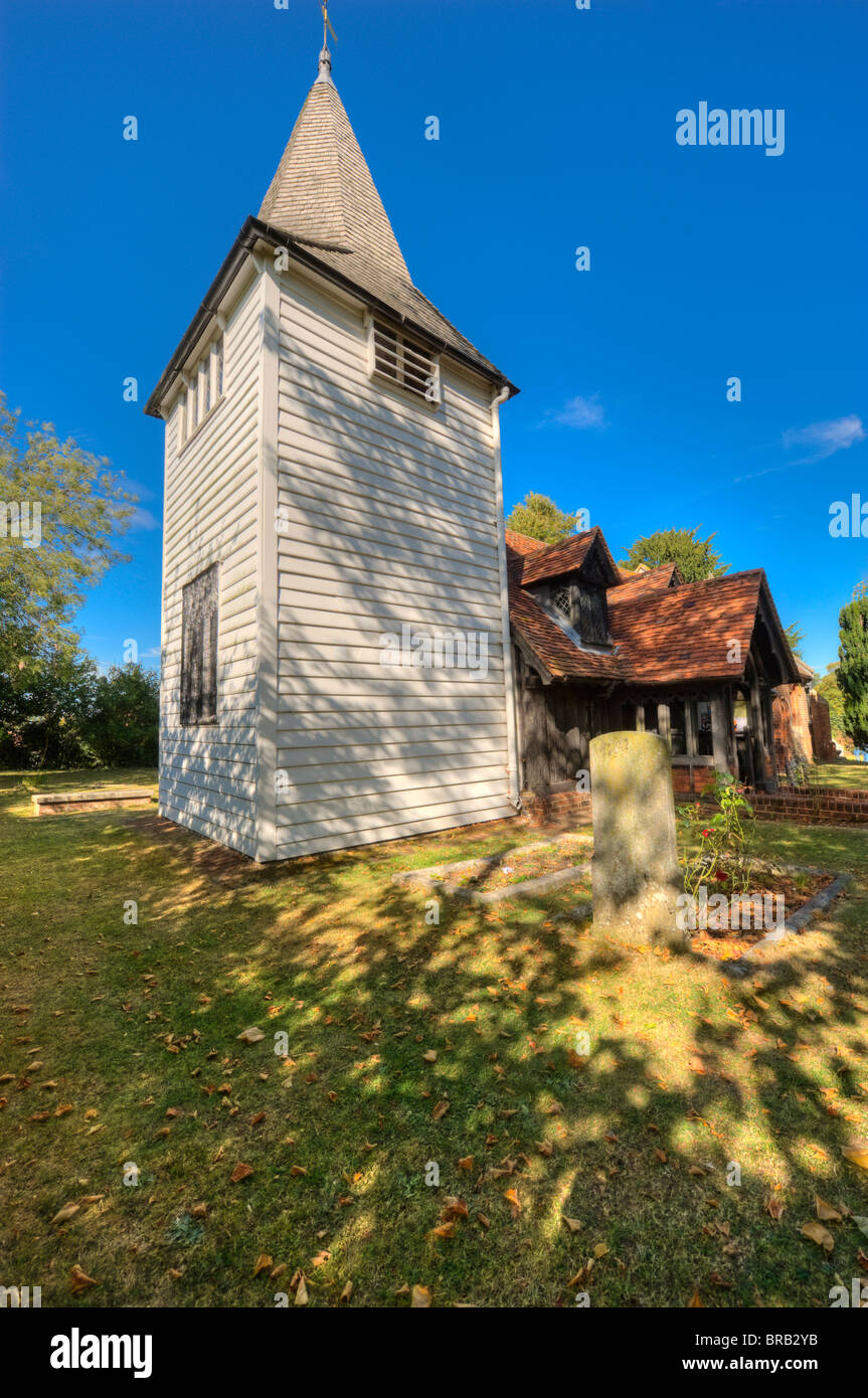 Greenstead Kirche, im Ongar, Essex, England. Dies ist die älteste erhaltene Holzkirche. Einige tragende Hölzer stammen aus 12. Jahrhundert Stockfoto