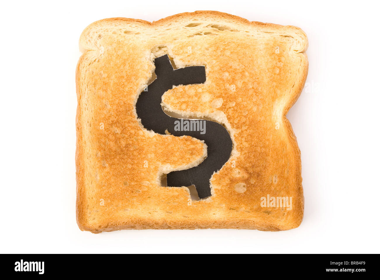 Brot Scheibe mit Dollarzeichen, Konzept Höchstkurs von Essen oder Essen für Unternehmen Stockfoto