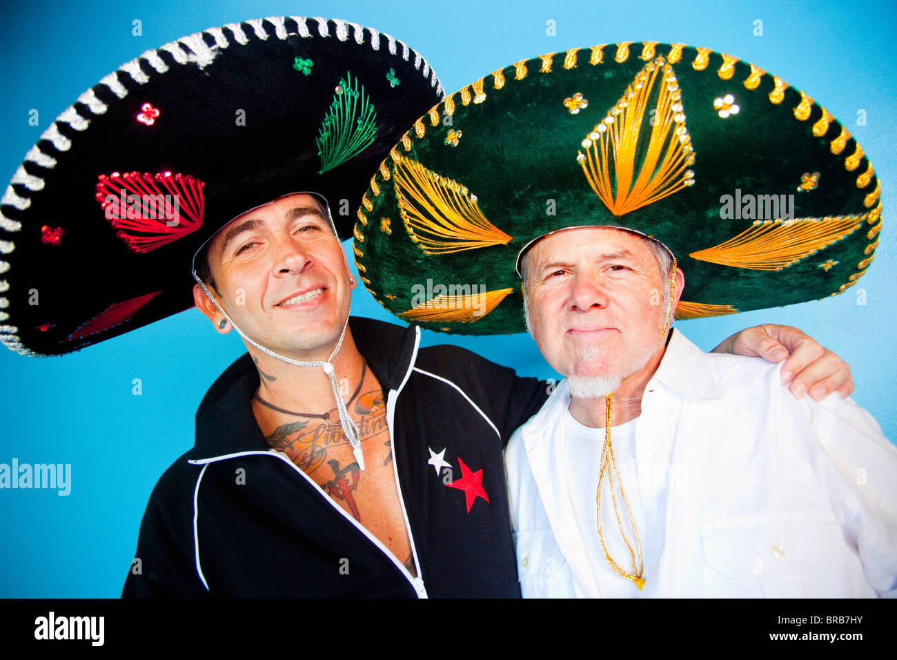 Porträt zweier Männer tragen sombreros Stockfoto