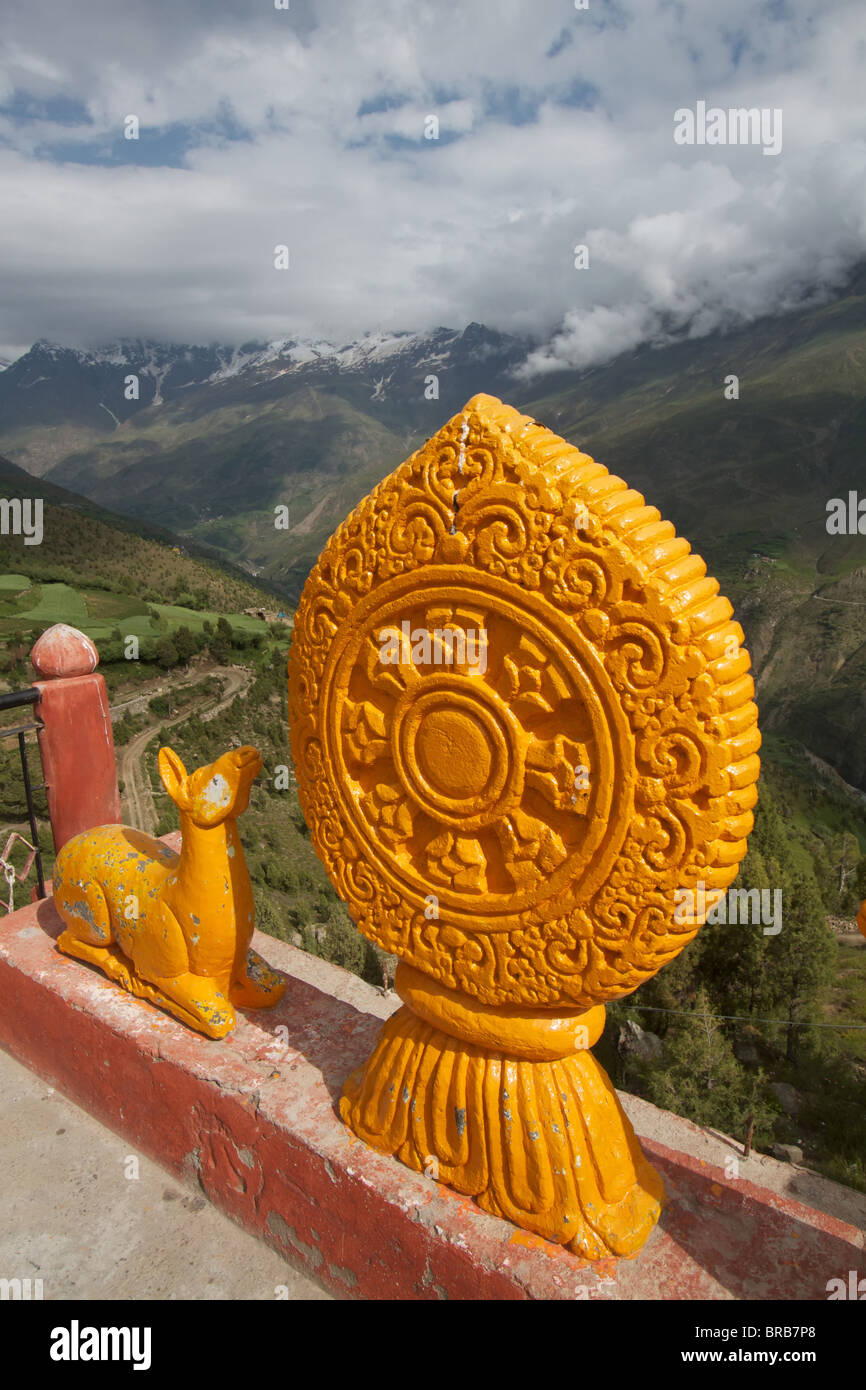 Die Boudhanath Rad des Dharmaon die Shashur Gompa in keylong Stockfoto