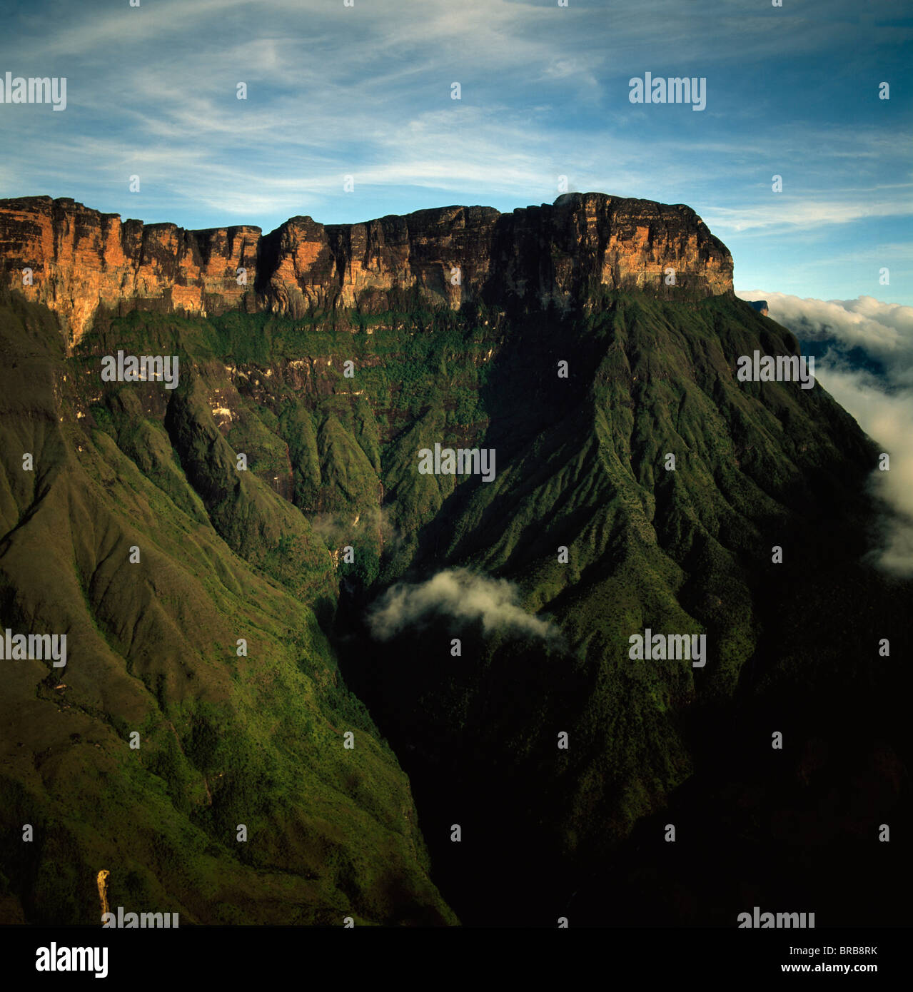 Luftaufnahme der Tepuis zeigt Mount Auyantepui (Auyantepuy) (Čertova hora), Venezuela, Südamerika Stockfoto