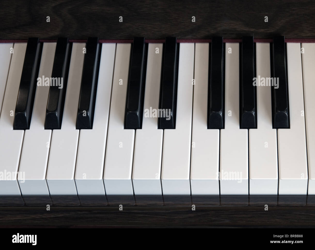 Klavier-Tastatur, einfache Oktave und eine hintere Hälfte Stockfoto
