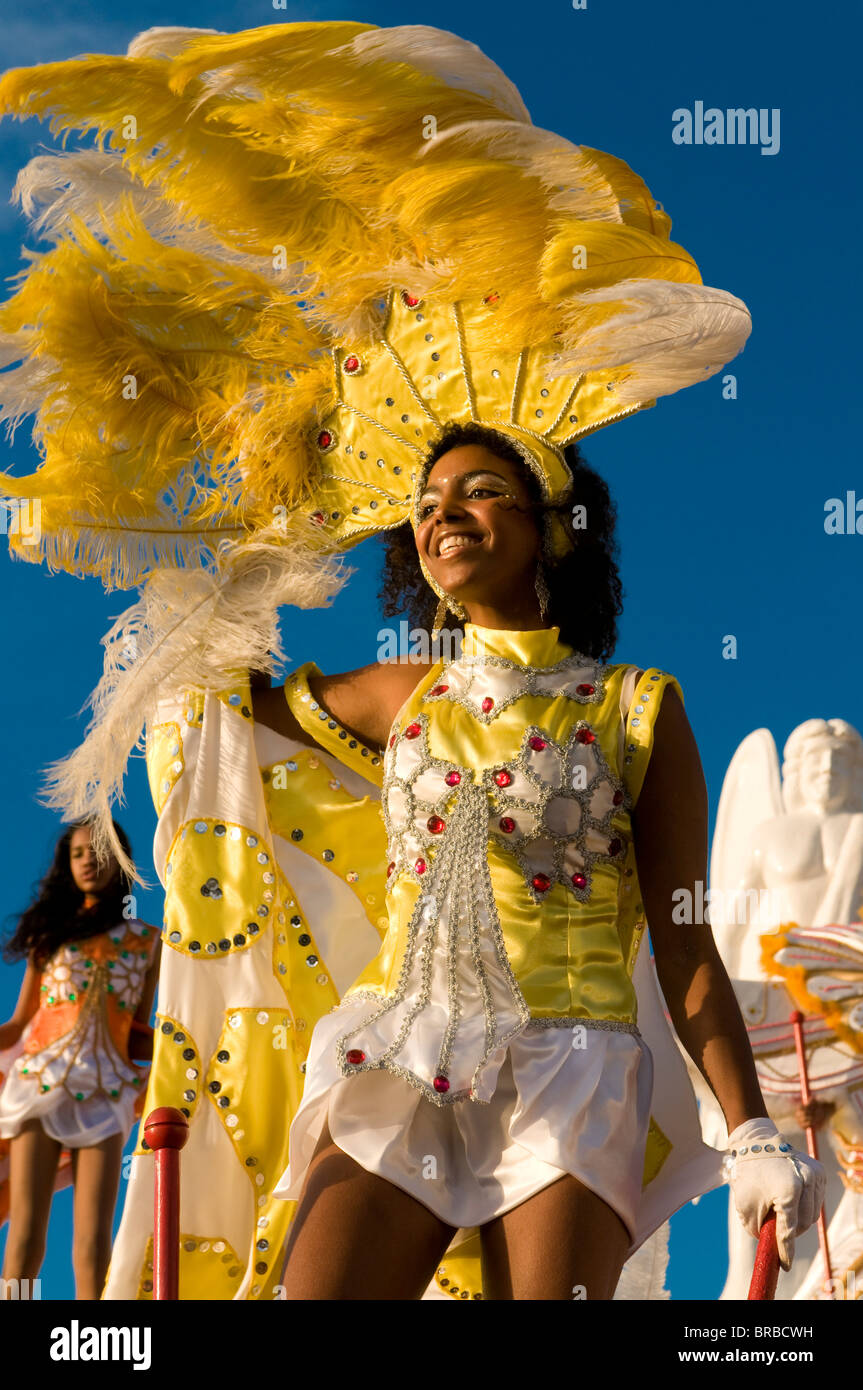Bunt kostümierte Frau, Karneval, Mindelo, Sao Vicente, Kap Verde Stockfoto